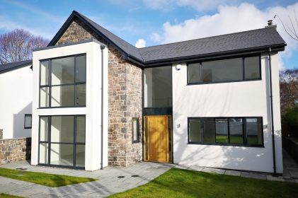 Modern house with large windows