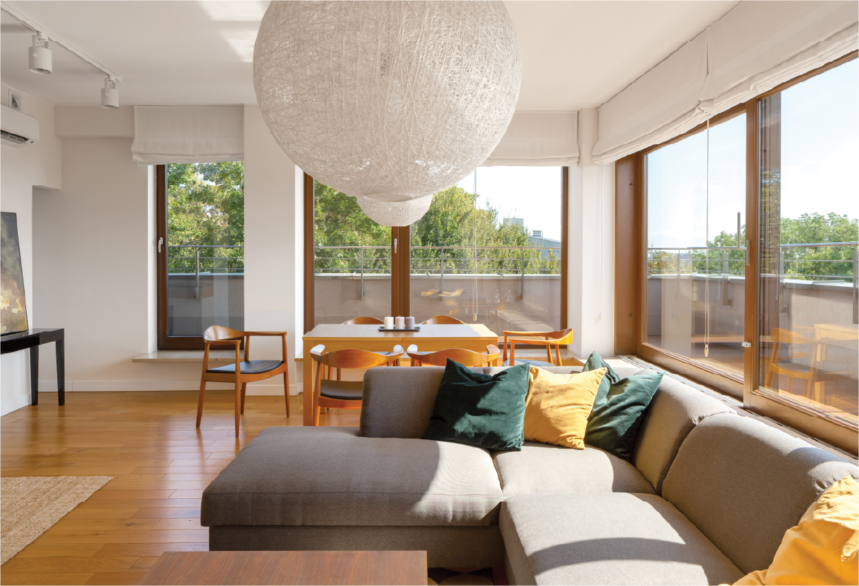 Nice home interior with large windows